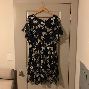 Navy Studio 8 dress with navy & gold embroidery